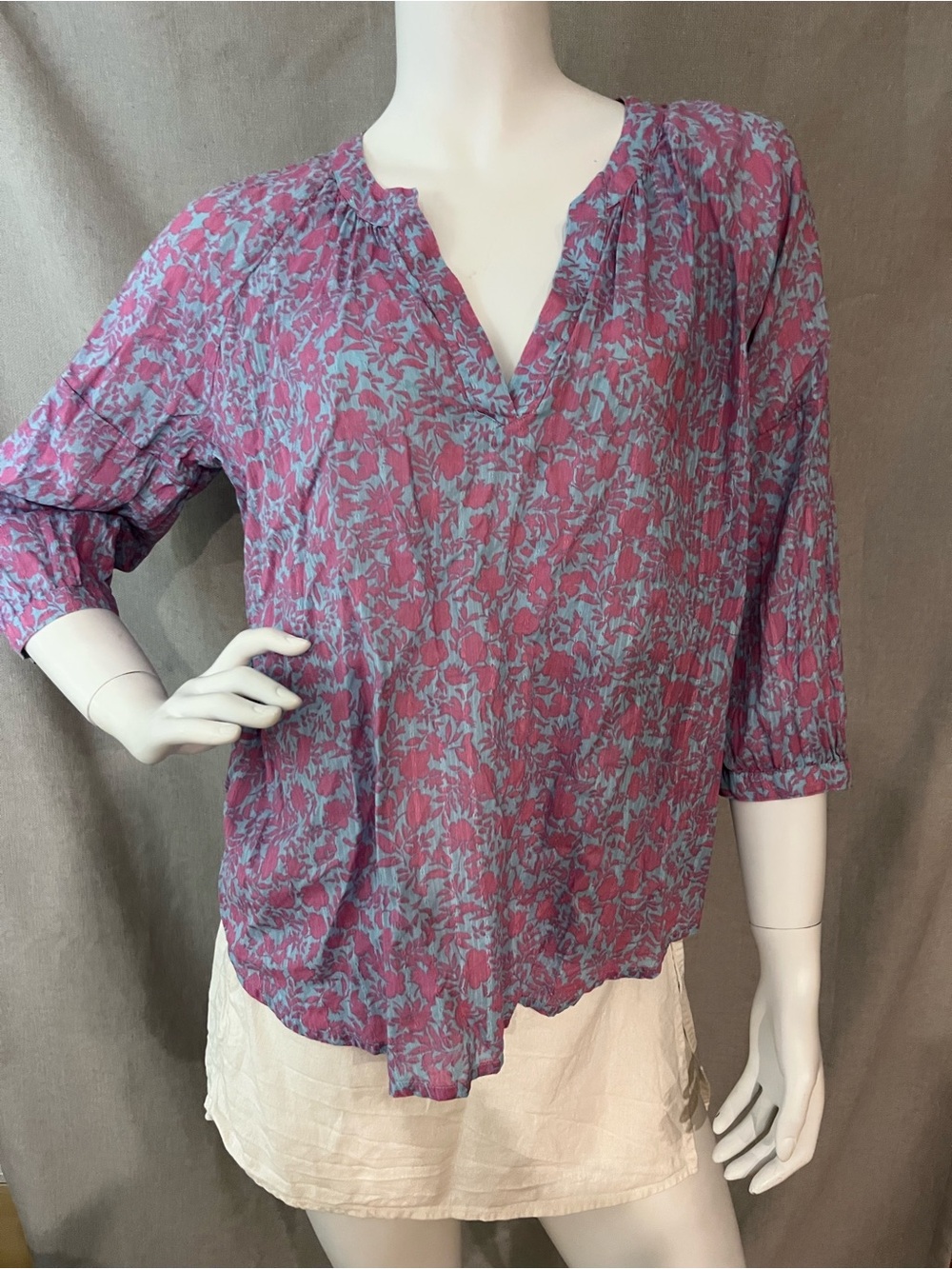 Esprit Lightest Cotton Floral V-Neck Blouse